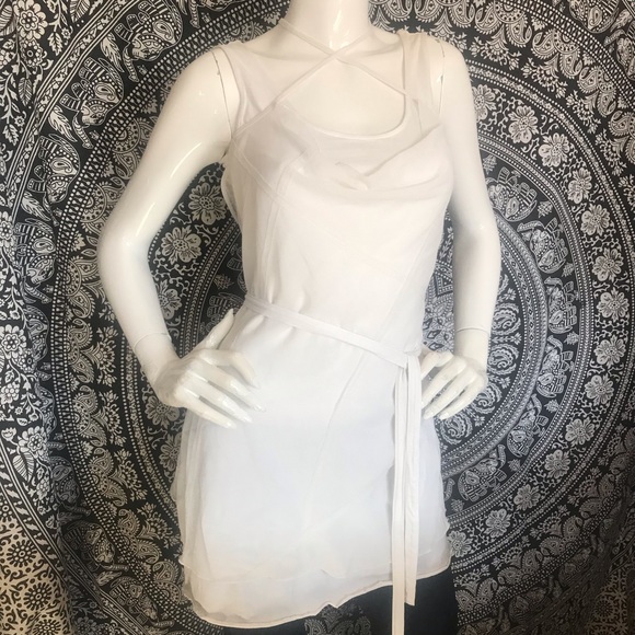 Sandwich White Sleeveless Top with Wrap around Mesh Panels/Belt Women’s Size XS - Picture 1 of 10